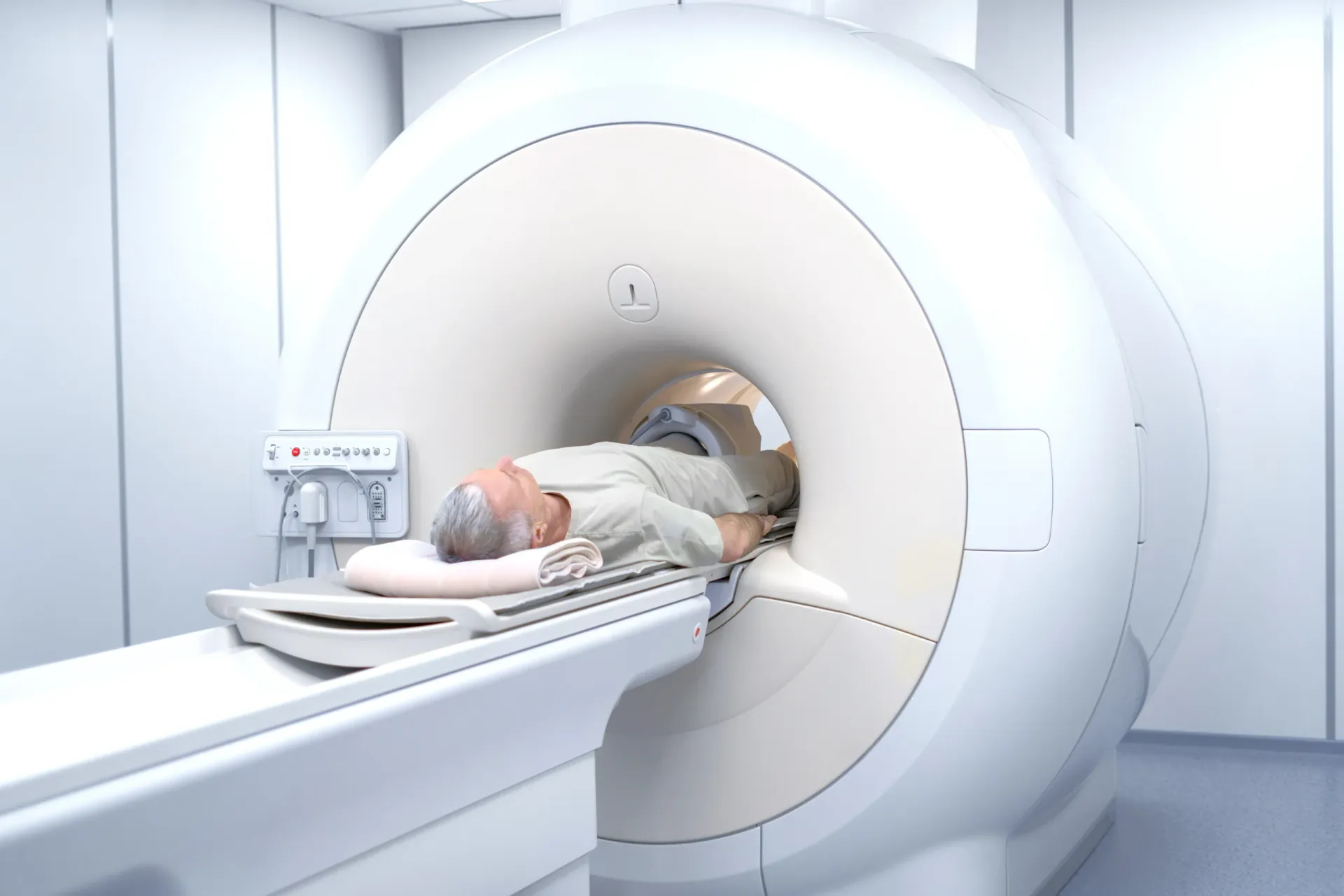 Patient receiving CT scan at partner facility